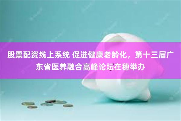 股票配资线上系统 促进健康老龄化，第十三届广东省医养融合高峰论坛在穗举办