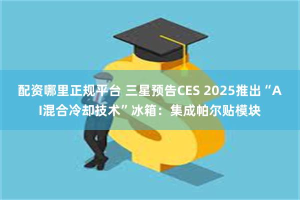 配资哪里正规平台 三星预告CES 2025推出“AI混合冷却技术”冰箱：集成帕尔贴模块